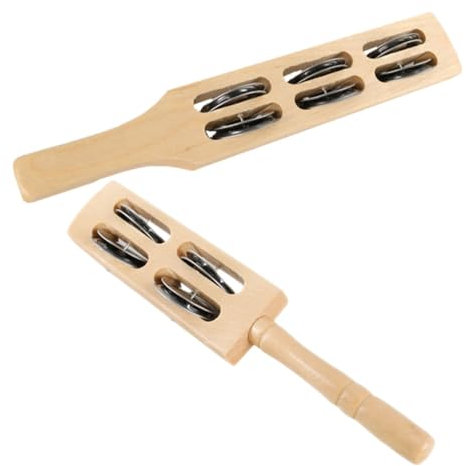 LOPUNER Holz Glöckchen Satz Kinder Rhythmusstäbe Schlaginstrument Handgriff 4 6 Glöckchen Musikinstrument Spielzeug Zur Der Koordination