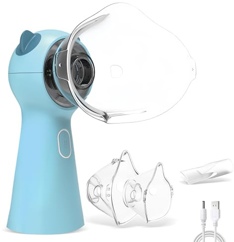 Inhalationsgerät Kinder Baby Inhaliergeräte für Erwachsene Inhalator Kinder Vernebler Inhaliergerät USB Aufladbarer Nebulizer Tragbar mit Mundstück, 2 Maske Effektiv bei Atemwegserkrankungen (blau)
