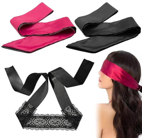 HABNI 3 Stück Augenmaske aus Satin,Sex Augenklappe,Augenbinde Spielzeug für Paare,Augenbinde Fetisch Bondage Sex Spielzeug für Paare,Satin Schlafmaske,Blindfold