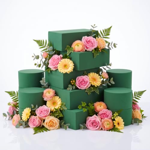 10-Pack Floral Foam Blocks, Mixed Sizes Green Florist Bricks Kit | Wet and dry foam blocks, assorted floral bricks, Fit various vases, Ideal for wedding table centerpieces and crafts
