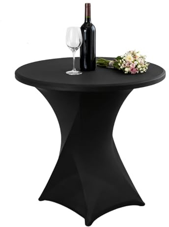 1 Pack Stretch-Stehtischhussen, Schwarze elastische Tischdecke 80 x 110 cm für Bars, Hochzeiten, Cocktailpartys und Events