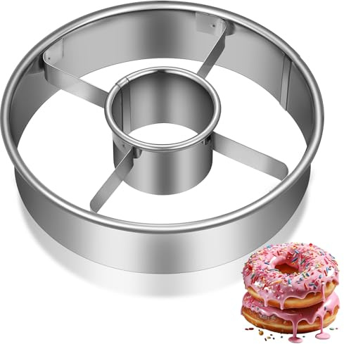 TOYANDONA Stampo per ciambelle in acciaio inossidabile riutilizzabile per pasticceria, taglio pasta diametro standard, strumento per cucinare torta ciambelle facile e pratico