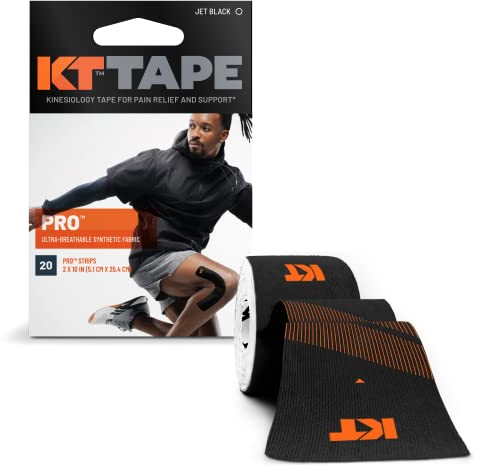 KT Tape Pro 20 - Kinesiology Tape - Synthetic Performance Kinesiology Tape waterproof pre cut - Strongest fiber strength waterproof - 4 to 7 Days of Support - Reflective Safety Print – Color Black