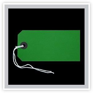 50 Green Strung Tags 120 x 60 mm String Tie On Parcel