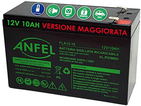 BATTERIA ERMETICA AL PIOMBO 12 V 10 AH RICARICABILE, UPS, 150 X 66 X 95