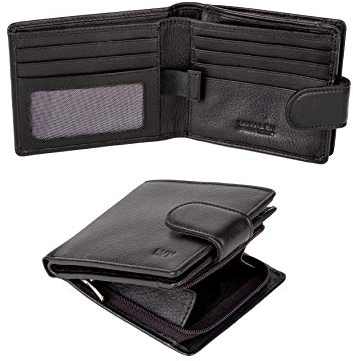 Lavalen Portafoglio Uomo Pelle Vera - Portamonete Uomo Elegante con Blocco RFID - Porta Carte di Credito Grande – Wallet for Men - Portafoglio Slim con Portamonete - Idee Regalo Papá.