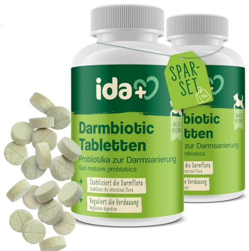 Ida Plus Darmbiotic – TESTSIEGER – Probiotika zur Darmsanierung für den Hund - Darmflora aufbauen nach Durchfall - gesunde aktive Darmbakterien – Immunsystem – Regulierung Verdauung – 240 Tabletten