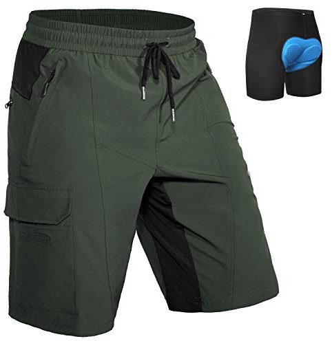 Hiauspor Pantaloncini Ciclismo Uomo Traspiranti ad Asciugatura Rapida Bici Uomo MTB Imbottiti in Gel 4D Pantaloni
