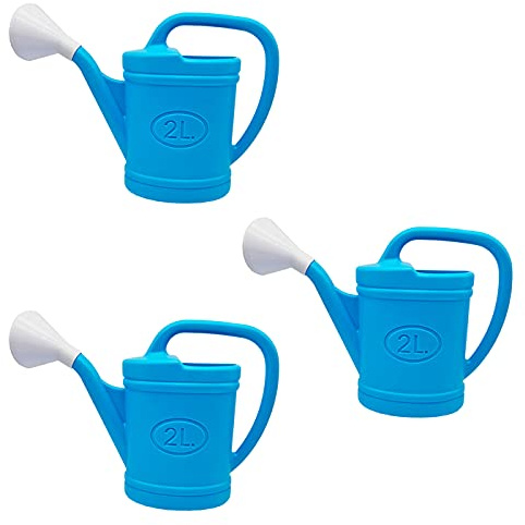 Acan - Pack de 3 regaderas de plástico de 2 litros, regar Flores, Plantas de jardín, Herramientas, Utensilios jardinería riego, casa, balcón, terraza, Patio (Azul Claro)