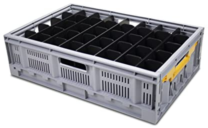 Caterbox Folding Crate with Internal Dividers for Wine & Champagne Glasses (40 Cells - Max Glass Width: 67mm)