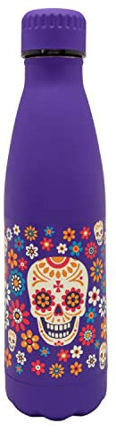 Nerthus FIH 906 Doppelwandige Thermosflasche für Kaltes und Heißes, Edelstahl, Totenkopf, 500 ml