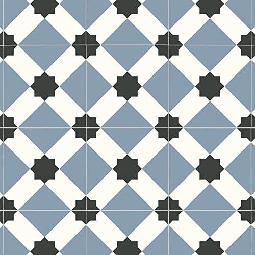 247Floors Patterned Tile Effect Cosmic Vinyl Flooring 2.5mm Realistic Foam Backed Lino Slip Resistant (Blue Stars and Diamonds, 2.5m x 2m)