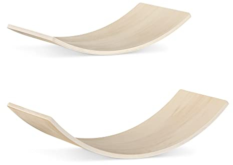 Navaris 2X Balance Board für Kinder aus Holz - Indoor Wippe Wackelbrett 81 x 29,5 cm und 61 x 29,5 cm - Balancierbrett ab 3 Jahren - Balancieren Turnen - Rutschbrett Set