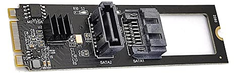 Xiwai Vertical Horizontal JMB582 2280 NGFF Key B+M PCI Express to SATA 3.0 6Gbps Dual Ports Adapter Converter Hard Drive Extension Card