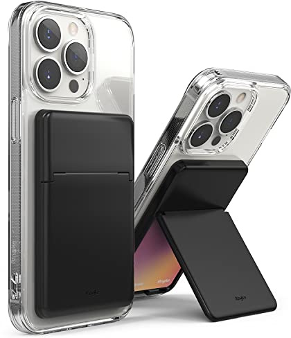 Ringke Stand Slot Card Holder, Porte-Cartes Adhésifs Portefeuille Autocollant Porte Carte de Crédit pour l’arrière de Téléphone avec 3M Sticker Adhésive Attachable Téléphone - Black