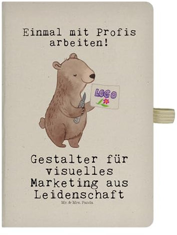 Mr. & Mrs. Panda DIN A5 Baumwoll Notizbuch Gestalter für visuelles Marketing Leidenschaft - Geschenk, Schreibbuch, Mitarbeiter, Adressbuch,