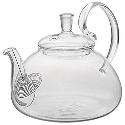 Bassulouda Tetera de cristal floreciente de cristal de la de la manija resistente al de 650ml con el colador
