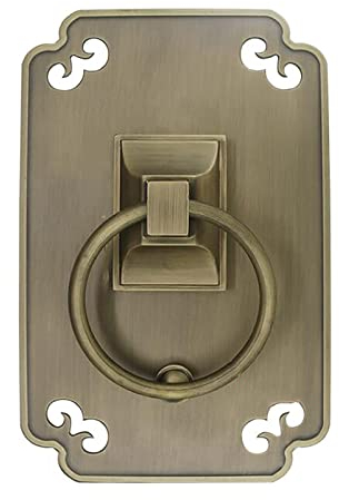 Rechteckiger Haustürgriff, antiker Messing-Türklopfer, einfacher Kupfer-Türring für Terrassentür-Dekorationszubehör (Farbe: Messing) (Schwarz) (Bronze)