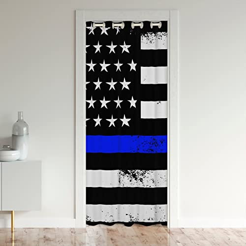Flag Door Curtain for Doorway Privacy - 150x203cm Strip Lines Closet Door Cover - Star Room Divider Curtain - Modern Abstract Art - White, Blue, Red