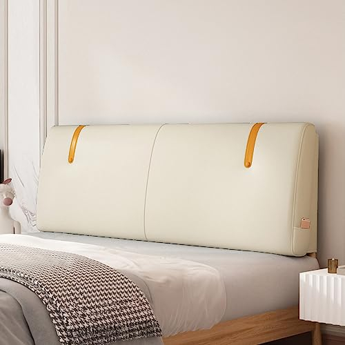 ZZYK Großes Gepolstertes Kopfteilkissen,Rechteckiges Kopfteil Wandkissen, Schlafzimmer Nachttischkissen Komplette Bettrückenlehne Geeignet Für Betten Mit Kopfteil,Beige,63/160cm