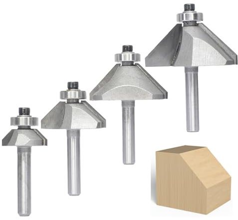 Akylin 45 Grad Fasenfräser-Set, 1,27 cm Schaft, 1,9 cm Schrägkantenschneider für Holzprofilierung, Fräsen