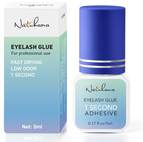 Natuhana Pegamento para Extensione de Pestañas Pelo a Pelo 1s Secado Rapido Semipermanente Sin Irritación 5ml Lash Adhesivo,Negro