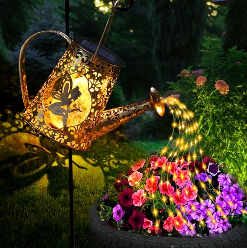 Solar Watering Can Lights, Unique Fairy Gifts for Mothers Day Women Mom Grandma Birthday, Waterproof Outdoor Garden Decor Large Hanging Solar Lantern Fairy Lights for Porch Yard Flowerbed Pathway