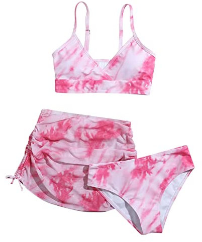 Bastwahl Bikini Mädchen 140 Oberteil Mit Triangel Bikinihose Mit Shorts Bikinioberteil Für Mädchen 2-14 Jahre Sportlich Push Up Rüschen Verstellbare Gedruckt Tankini Zweiteiliger Badeanzug