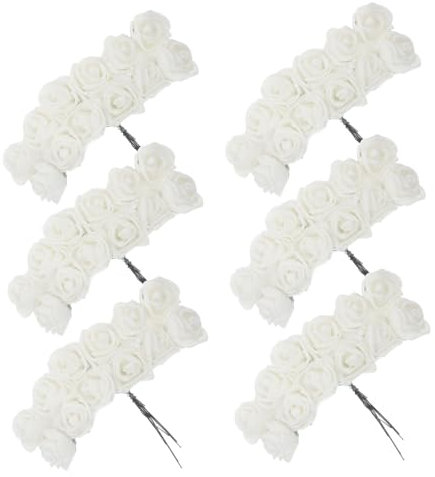 MAGICLULU 144 Stück Kleiner Künstliche Rosen Blütenköpfe aus Pe mit Draht Lebensecht und Leicht für Blumenarrangements und Bastelarbeiten