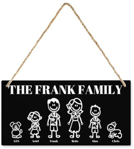 Personalisiertes Familienschild Türschild - frei wähl- und positionierbare Familienmitglieder, Haustiere - aus Holz gefertigt - mit Kordel für Deine Haustür - Türschild Familie Eingangstür Haustür