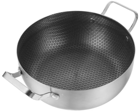 PRETYZOOM Poêle Antiadhésive À Double Oreille Pour Marmite De Cuisson Hexagonale En Acier Inoxydable 18/10 À Motif Nid D'abeille Multi-usages