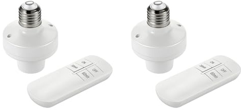 Beelooom 2X E26 E27 Wireless Remote Control Light Socket Lamp Holder 20M Base ON/Off Switch Socket Range Device(220V)