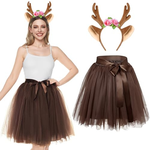 Spooktacular Creations dam REH-Tutu-dräkt tillbehörsset, BRUN