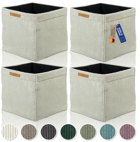 Lycce Kallax Boxen Cordstoff 4er Set, faltbar, waschbarer Cordbezug beige