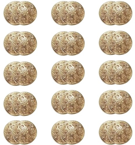 ftiemlovde 30 Edel Dirndl Trachten Goldene Knöpfe （A30 20 mm） | Metall Ösenknöpfe zum Annähen, ideal für Mäntel, Blazer, Kochjacken & Damenkleidung, langlebig