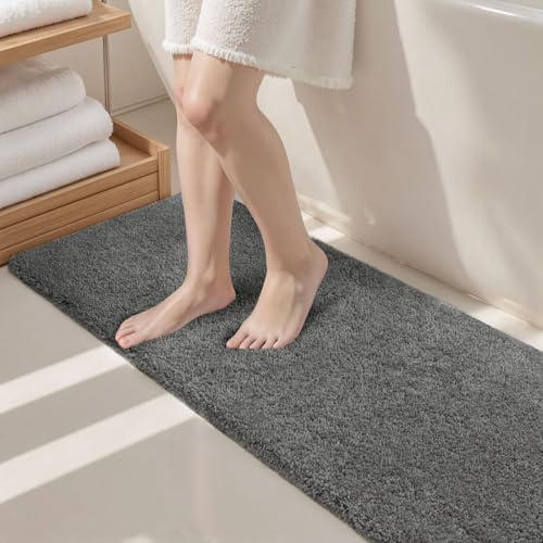 Tuocal Tapis de bain en microfibre épais, tapis de bain antidérapant super absorbant ultra doux, tapis de bain lavable en machine à séchage rapide pour la salle de bain, 50 x 120 cm
