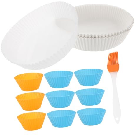 MAGICLULU Lot De 50 Feuilles De Papier Sulfurisé Résistant À Lhuile Pour Friteuse À Air Usage Unique Non Lavable Empêche Les Aliments De Coller Blanc Couleur Aléatoire