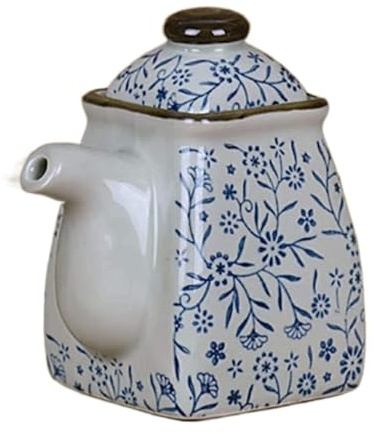 Distributeur d'huile et de vinaigre Bouteille d'huile en céramique, distributeur de vinaigre/sauce soja, petite bouteille Vintage, distributeur de condiments liquides anti-fuite Distributeur d'huile