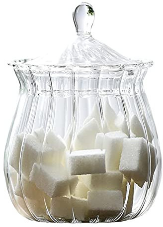 LRFNKCT Sucrier avec couvercle sucrier sucrier en verre transparent avec couvercle, pot à sucre en cristal avec couvercle 12,7 oz/360 ml, récipient d'assaisonnement for la cuisine