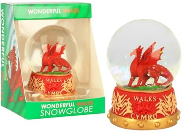 Wales Celtic Dragon Resin Snowstorm | Glass Glitter Decorative Snow Globe Ornament Figurine | Handcrafted Mythical Dragon Decor | For Fantasy Fans, Collectors & Celtic Heritage Lover