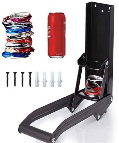 OZTYSGXM Manueller Dosenbrecher Zum Recycling, Dosenbrecher Aus Metall Mit FlaschenöFfner, Wandmontierter Dosenbrecher Aus Aluminium FüR Selters Soda Bier Und Plastikflaschen