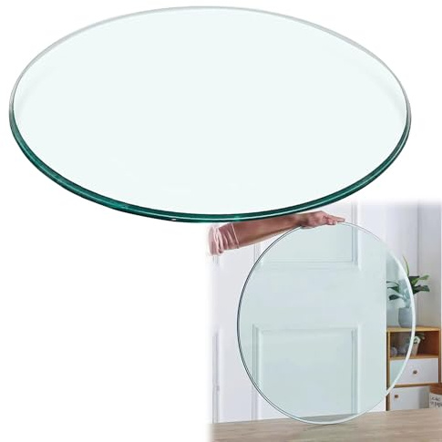 Runde Tischplatte aus gehärtetem Glas, 8 mm dick, stoßfest, unzerbrechlich, für Esszimmer/Terrasse, 35 cm bis 100 cm Durchmesser (78 cm), transparenter Glastisch