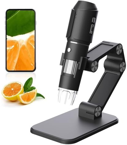 VBESTLIFE Microscope Numérique sans Fil, Grossissement 50x-1600X Microscope WiFi Portable Portable avec Support Réglable, Caméra de Microscope USB HD