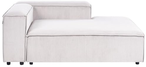 Beliani Modul-Chaiselongue Cord cremeweiß linksseitig mit niedriger Rückenlehne Ardal