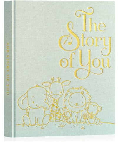 Lanpn Livre de Naissance Bébé Fille Garçon - The Story of You, Album Photo Bebe Première Année à 5 Ans, Journal Naissance Baby Book pour Coller Photos Écrire Cadeau, Vert Sauge, Anglais, 154 Pages