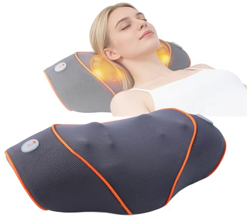 EvokeJoy Shiatsu Neck and Back Massager Pillow with Heat, Cordless Electric Deep Tissue Massage for Shoulder Comfort & Posture Support, Rechargeable Portable Full Body Masajeador