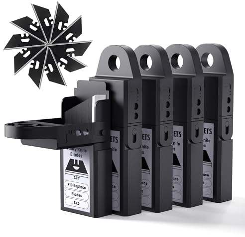 KAIWEETS Cuchillas de repuesto para cuchillo utilitario y raspador KUF01, 50 piezas con estuche de almacenamiento, material SK2 de alta calidad, negro resistente al óxido, tratado con calor, afilado