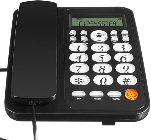 YOSADIER Téléphone Fixe Filaire avec Identification de Appelant Fonctions Multiples Affichage Clair Téléphone de Bureau et Maison Touches Larges pour Hôtel et Bureau