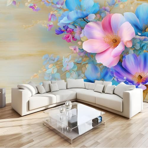Surreale Carta Da Parati, Sognante Acquerello Fiori Murale 200 X 140 Cmnon Tessuto Carta Da Parati Multicolore Per Camera Letto Tv Decorazione Sfondo Fotomurali In Murale Alla Moda Da Muro