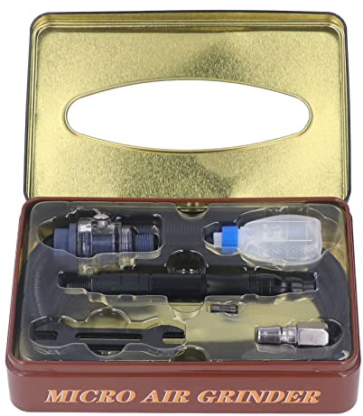 Kit de amoladora neumática de 1/4 de pulgada, lápiz de esmerilado neumático, herramienta de pulido y grabado manual de alta velocidad de 55000 RPM con juego de engranajes de metal